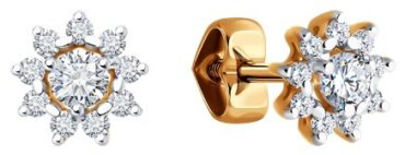 Пусеты Diamant 51-122-02267-1 вес 1.29 г золото, фианит купить,124659