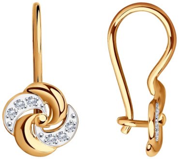 Серьги Diamant 51-120-01484-1 вес 1.2 г золото, фианит купить,132298
