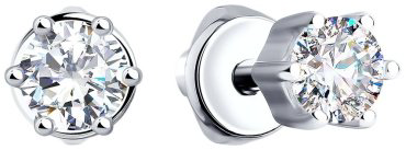 Пусеты SOKOLOV 94021720-sk20 вес 1.44 г серебро, фианит купить,11999