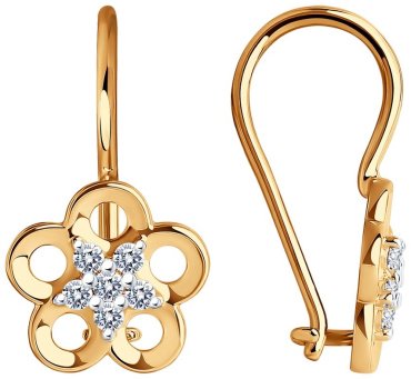 Серьги Diamant 51-120-01536-1 вес 1.24 г золото, фианит купить,111579