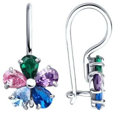 Серьги Diamant 94-120-02162-1 вес 1.5 г серебро, фианит купить,15390