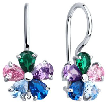 Серьги Diamant 94-120-02162-1 вес 1.5 г серебро, фианит купить,15390