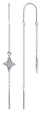 Серьги-цепочки Diamant 94-123-01503-1 вес 1.3 г серебро, фианит купить,10157