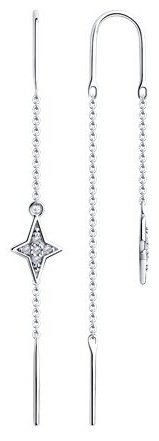 Серьги-цепочки Diamant 94-123-01503-1 вес 1.3 г серебро, фианит купить,10157