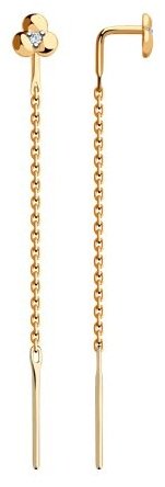 Серьги-цепочки Diamant 51-123-00370-1 вес 0.82 г золото, фианит купить,NaN