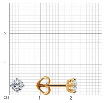 Пусеты Diamant 51-122-00733-2 вес 1.01 г золото, фианит купить,NaN