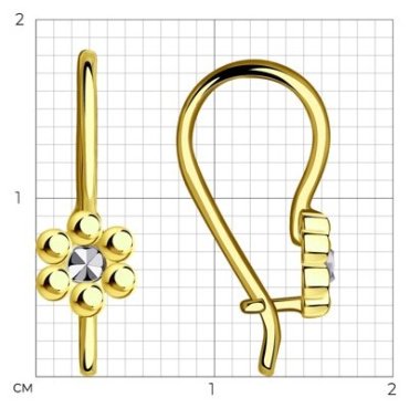 Серьги Diamant 53-120-00499-1 вес 1.1 г золото, без вставок купить,84398