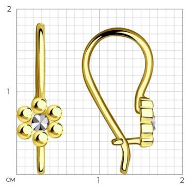 Серьги Diamant 53-120-00499-1 вес 1.1 г золото, без вставок купить,84398