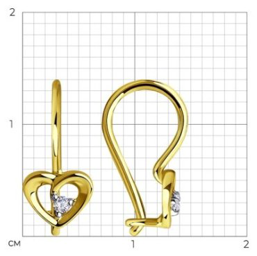 Серьги Diamant 53-120-00748-1 вес 0.85 г золото, фианит купить,70326