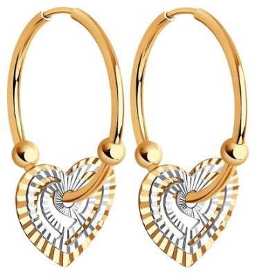 Серьги Diamant 51-124-01425-1 вес 1.64 г золото, без вставок купить,182000