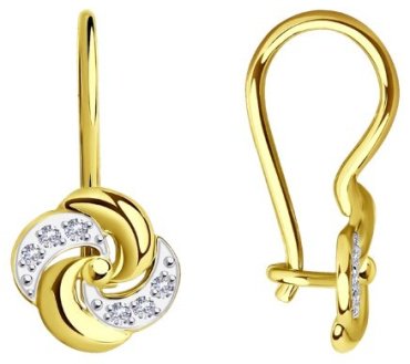 Серьги Diamant 53-120-01484-1 вес 1.23 г золото, фианит купить,93931