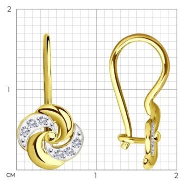 Серьги Diamant 53-120-01484-1 вес 1.23 г золото, фианит купить,93931