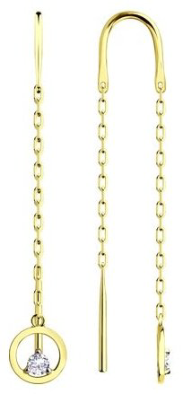 Серьги Diamant 53-123-00729-1 вес 1.2 г золото, фианит купить,NaN