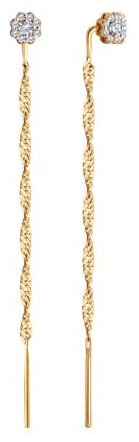 Серьги-цепочки Diamant 51-123-02208-1 вес 1.24 г золото, фианит купить,85779