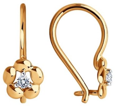 Серьги Diamant 51-120-01487-1 вес 0.89 г золото, фианит купить,96670