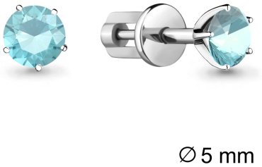 Пусеты AQUAMARINE 44037101Н вес 1.5 г серебро, фианит купить,19494