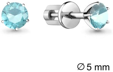 Пусеты AQUAMARINE 44037101Н вес 1.5 г серебро, фианит купить,19494