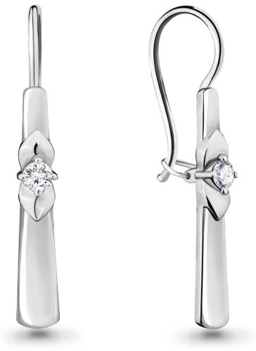 Серьги AQUAMARINE 46806А вес 2.12 г серебро, фианит купить,18699