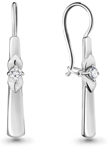 Серьги AQUAMARINE 46806А вес 2.12 г серебро, фианит купить,18699