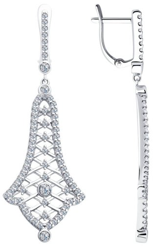 Серьги SOKOLOV 94023373 вес 7.82 г серебро, фианит купить,81680