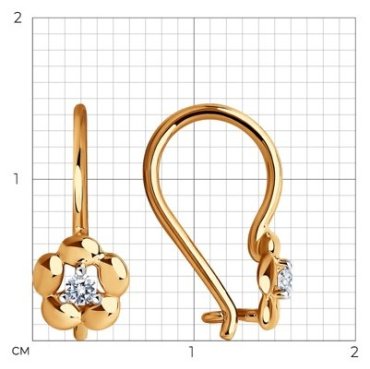 Серьги Diamant 51-120-01487-1 вес 0.89 г золото, фианит купить,96670