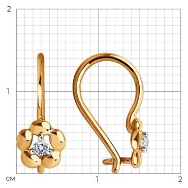 Серьги Diamant 51-120-01487-1 вес 0.89 г золото, фианит купить,96670