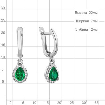 Серьги AQUAMARINE 49342АГ.5 вес 1.76 г серебро, наноизумруд купить,NaN