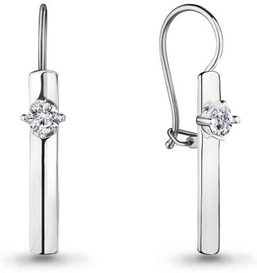Серьги AQUAMARINE 46814А вес 2.14 г серебро, фианит купить,15098