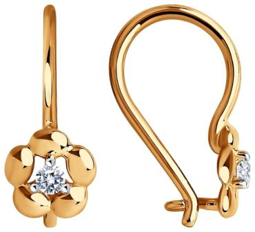 Серьги Diamant 51-120-01487-1 вес 0.88 г золото, фианит купить,74462