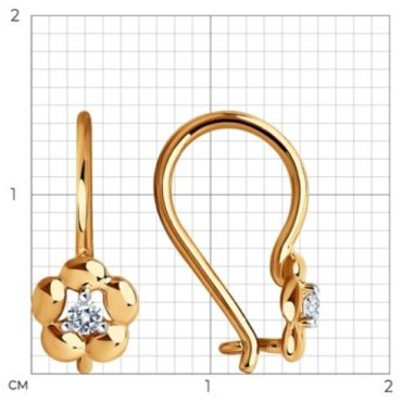Серьги Diamant 51-120-01487-1 вес 0.88 г золото, фианит купить,74462