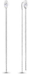 Серьги-цепочки AQUAMARINE 48965 вес 1.66 г серебро, фианит купить,15000