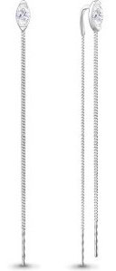 Серьги-цепочки AQUAMARINE 48965 вес 1.66 г серебро, фианит купить,15000