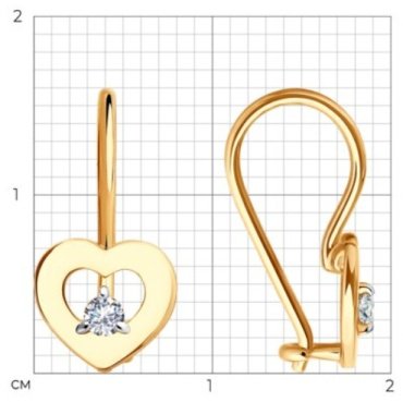 Серьги Diamant 51-120-02252-1 вес 0.99 г золото, фианит купить,99745