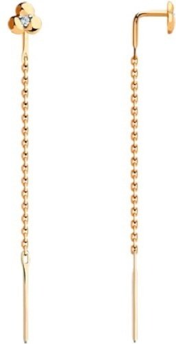 Серьги-цепочки Diamant 51-123-00370-1 вес 0.83 г золото, фианит купить,82703