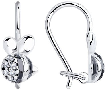 Серьги Diamant 94-120-00987-1 вес 1.28 г серебро, фианит купить,NaN