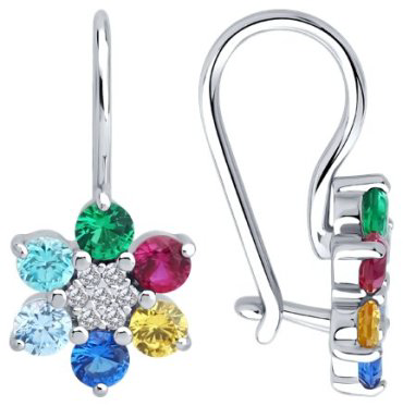 Серьги Diamant 94-120-02274-1 вес 1.86 г серебро, фианит, корунд купить,NaN