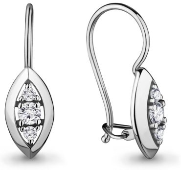 Серьги AQUAMARINE 46683А.5 вес 1.5 г серебро, фианит купить,20315