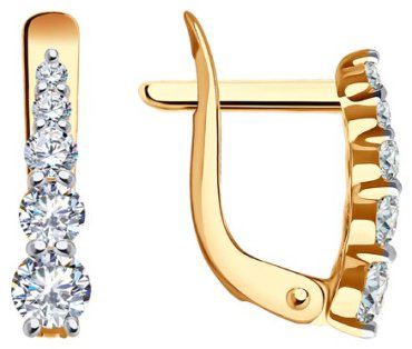 Серьги Diamant 51-120-02370-1 вес 1.25 г золото, фианит купить,128060