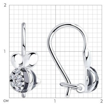Серьги Diamant 94-120-00987-1 вес 1.28 г серебро, фианит купить,NaN