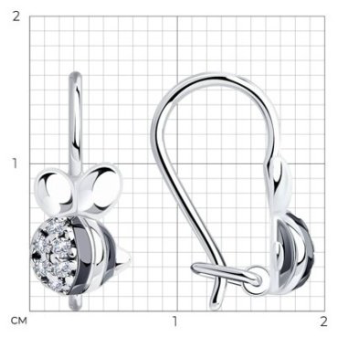 Серьги Diamant 94-120-00987-1 вес 1.28 г серебро, фианит купить,NaN