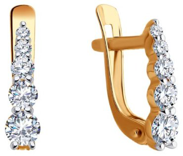 Серьги Diamant 51-120-02370-1 вес 1.25 г золото, фианит купить,128060