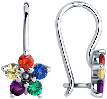 Серьги Diamant 94-120-02141-1_1,25 вес 1.25 г серебро, фианит купить,NaN