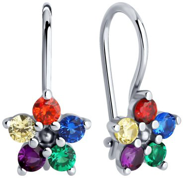 Серьги Diamant 94-120-02141-1_1,25 вес 1.25 г серебро, фианит купить,NaN