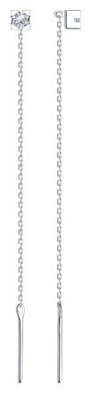 Серьги-цепочки Diamant 94-120-01035-1 вес 0.85 г серебро, фианит купить,NaN