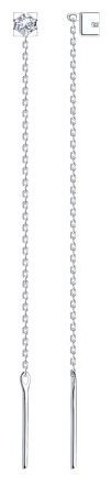 Серьги-цепочки Diamant 94-120-01035-1 вес 0.85 г серебро, фианит купить,NaN
