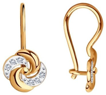 Серьги Diamant 51-120-01484-1 вес 1.21 г золото, фианит купить,101955