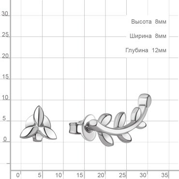 Пусеты AQUAMARINE 33998 вес 1.07 г серебро, без вставок купить,NaN