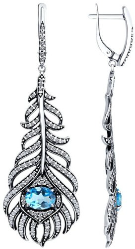 Серьги Diamant 95-321-02045-1 вес 8.61 г серебро, фианит купить,87210