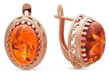 Серьги Красная пресня 3337097 вес 6.8 г серебро, янтарь купить,53720
