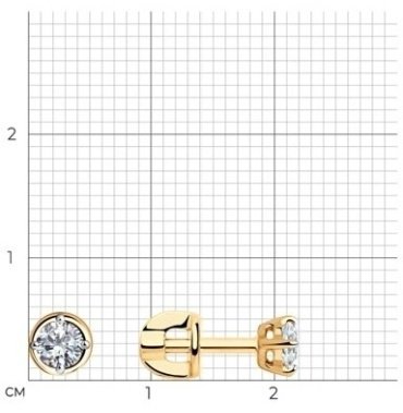 Пусеты Diamant 51-122-00733-1 вес 1.29 г золото, фианит купить,90299